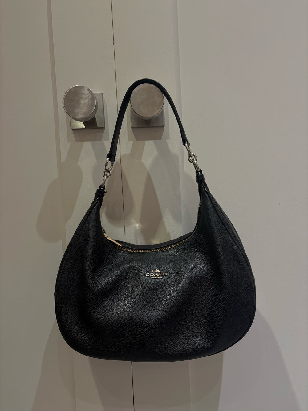 Coach F33250 Black Pebbled Leather Hobo Shoulder Bag
